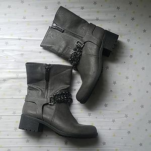 Vera Wang boots with jewel chain